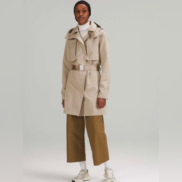 Lululemon Always There Black Short Trench outdoor  day 2 nite Coat Raw Linen 4 - Picture 1 of 5